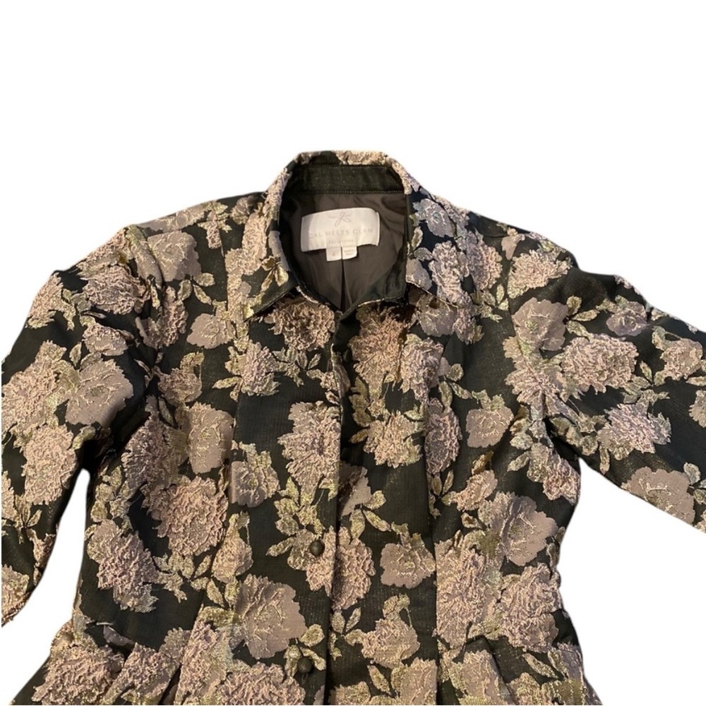 Gal Meets Glam Black and Pink Floral Trench Coat - Picture 6 of 7